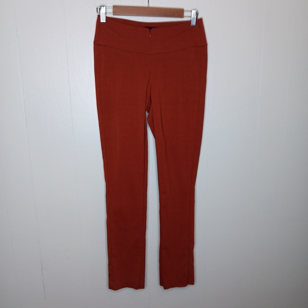 Porto San Francisco Pants Womens 0 Burnt Orange Back Split Hem Zip Front Stretch